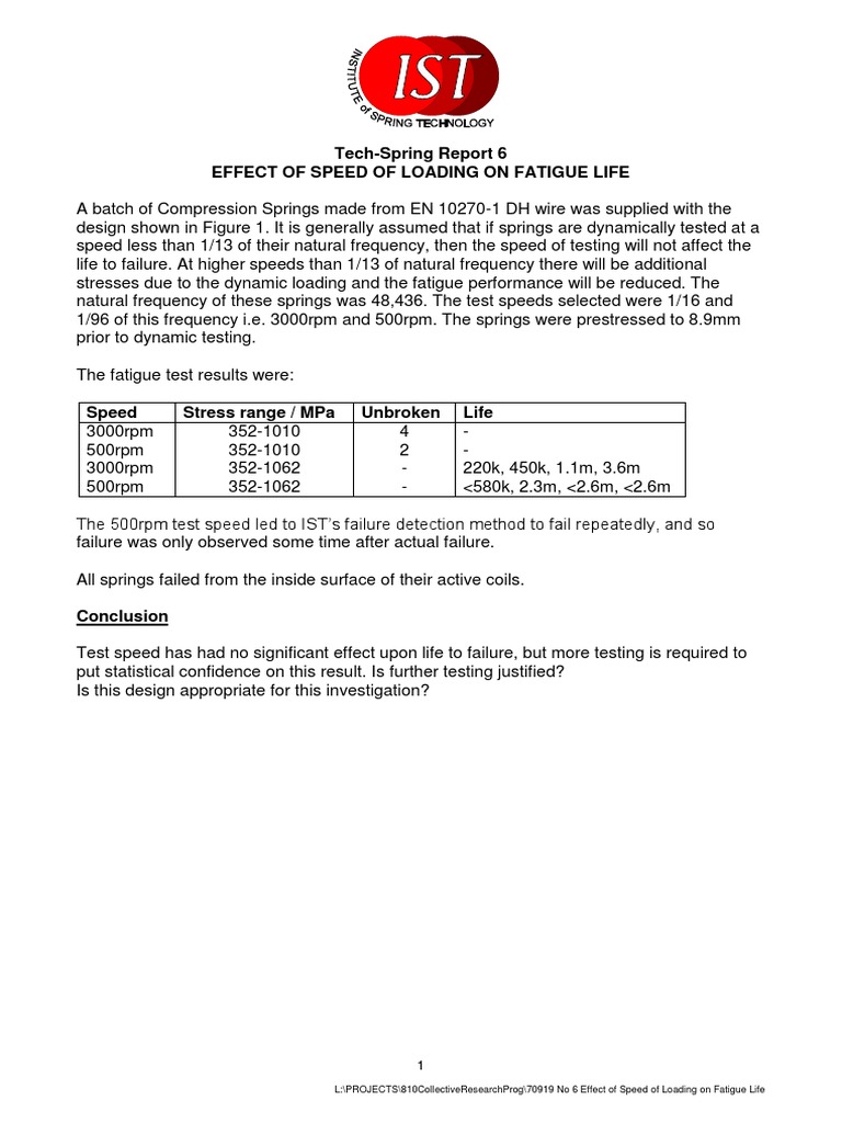 Effect of Loading Speed on Spring Fatigue | PDF | Technology & Engineering