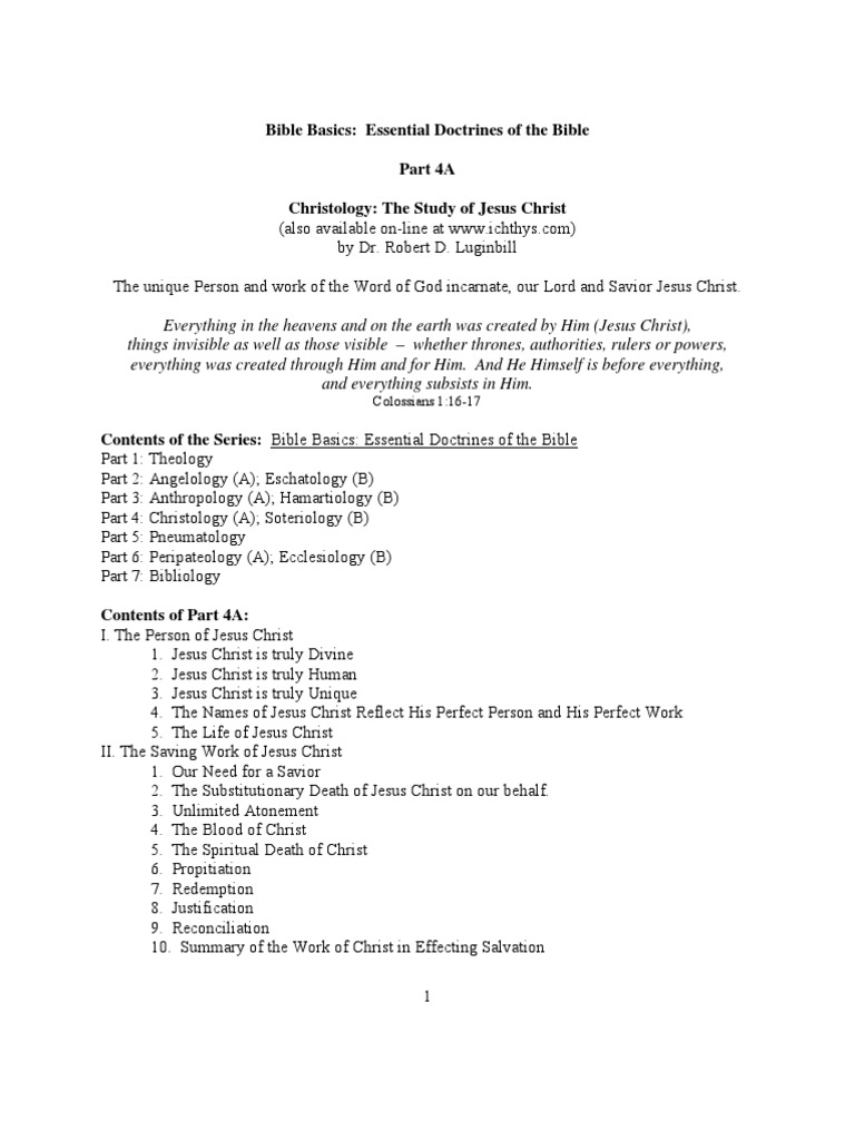Christology: The Study of Jesus Christ: Part 4A of Bible Basics