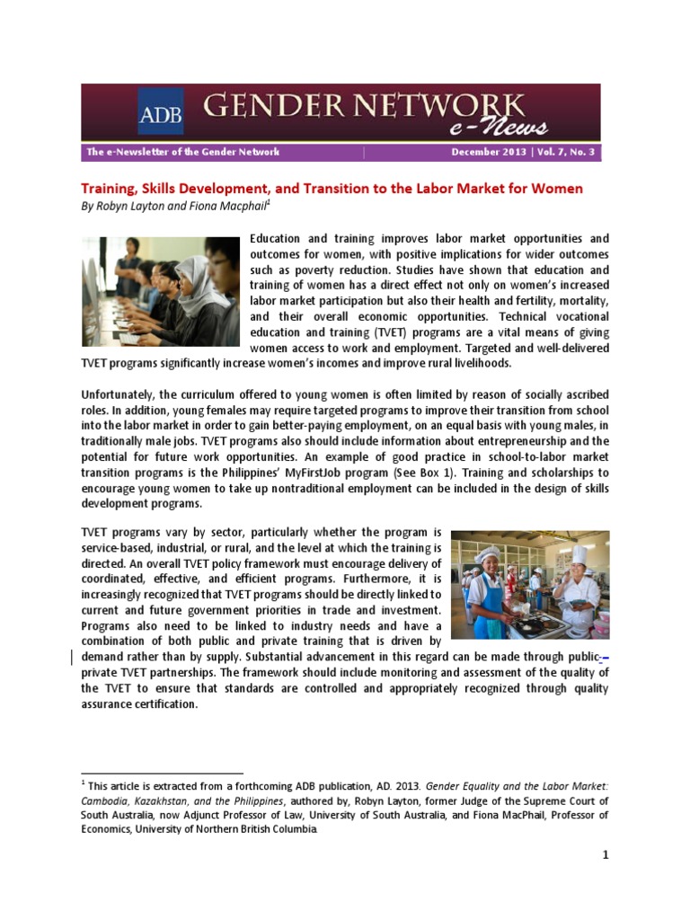 Training, Skills Development, and Transition To The Labor Market For ...
