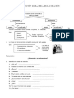 Clasificación Sintáctica de La Oración