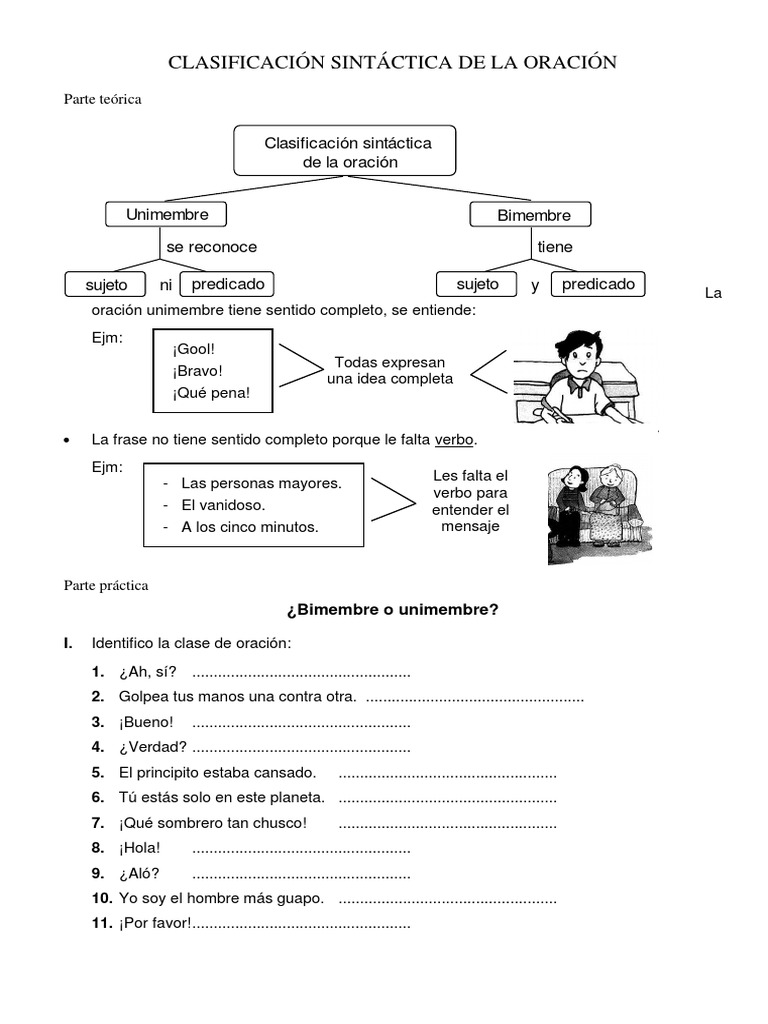 Clasificación sintáctica de oraciones | PDF | Artes del Lenguaje y ...