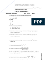 Avaliação de Matemática 3º A 3º Bimestre