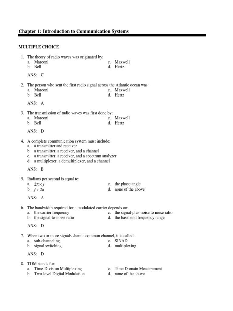 Chapter 1 Introduction To Communication Systems | PDF | Signal To Noise ...