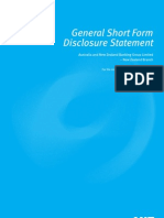 General Short Form Disclosure Statement: Australia and New Zealand Banking Group Limited - New Zealand Branch