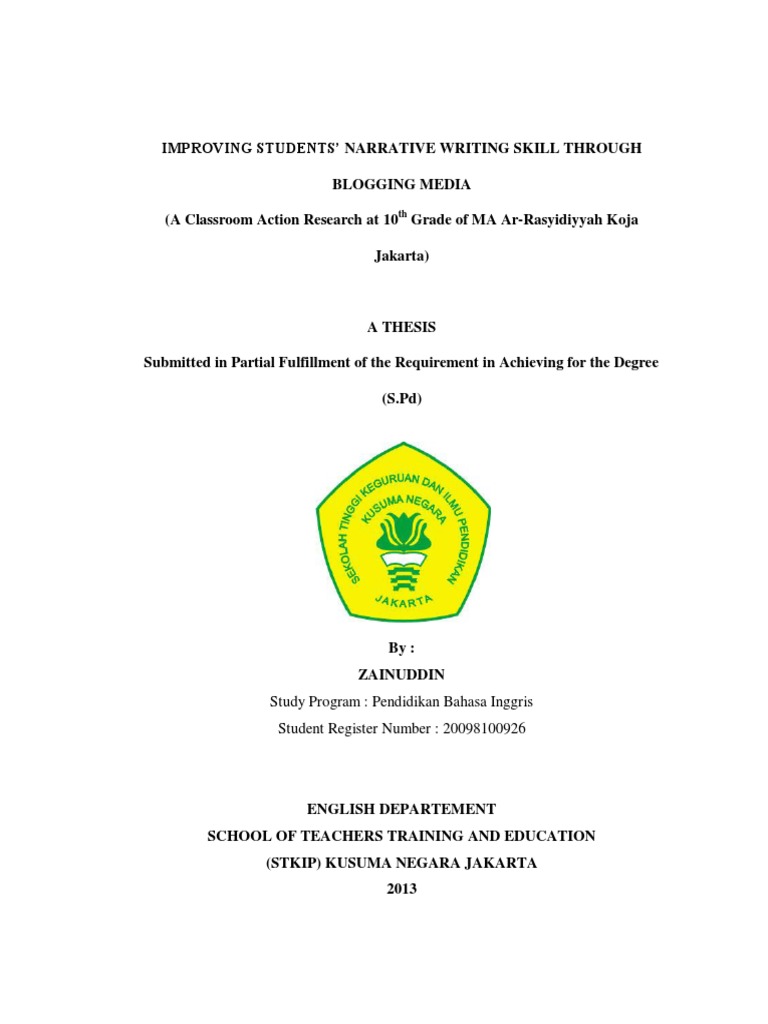 Skripsi Bahasa Inggris Zainuddin Action Research Narrative