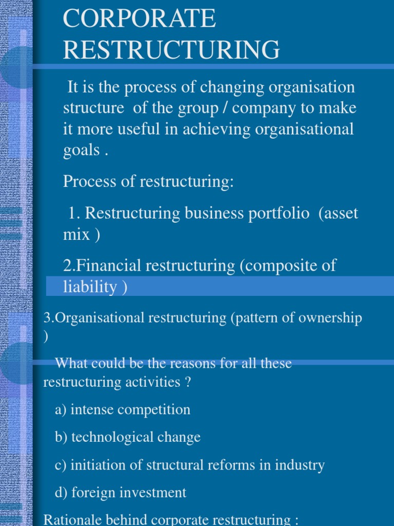 Corporate Restructuring Strategies Explained | PDF | Employee Stock ...