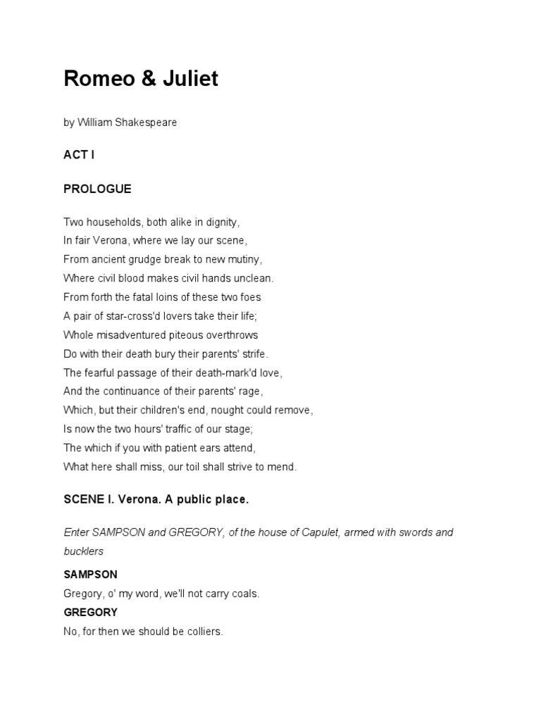 Romeo and Juliet Twist PDF Characters In Romeo And Juliet Romeo And Juliet