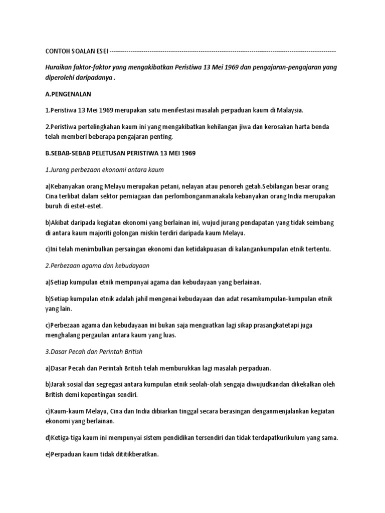 Contoh Soalan Esei Hubungan Etnik Pdf