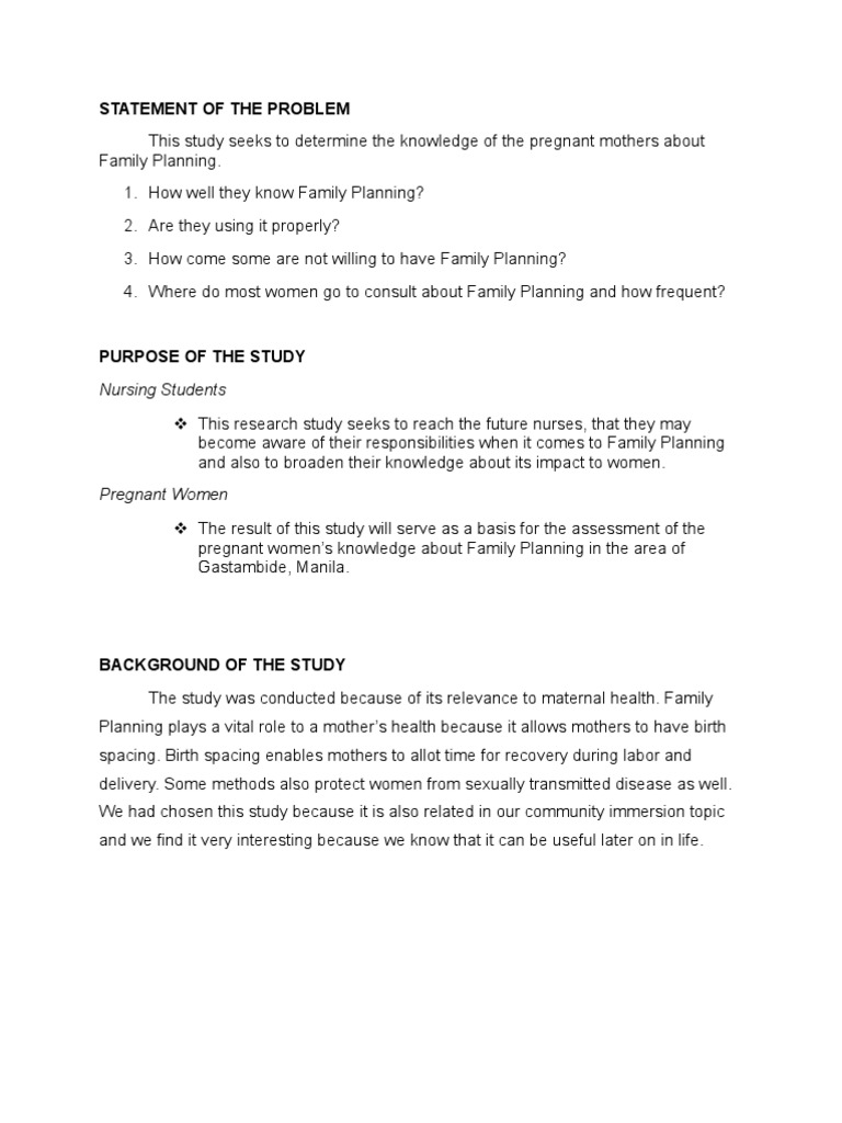 Term paper about family planning