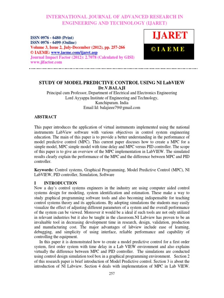 Study of Model Predictive Control Using Ni Labview | PDF | Simulation ...