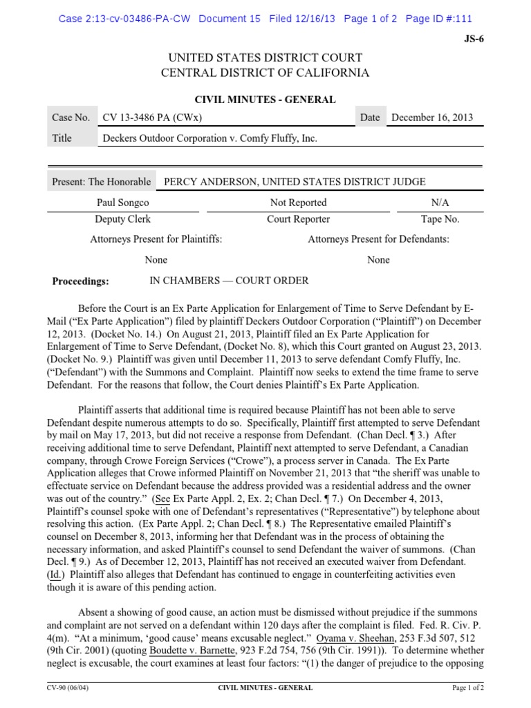 Court Denies Service Extension Request | PDF | Prejudice (Legal Term ...