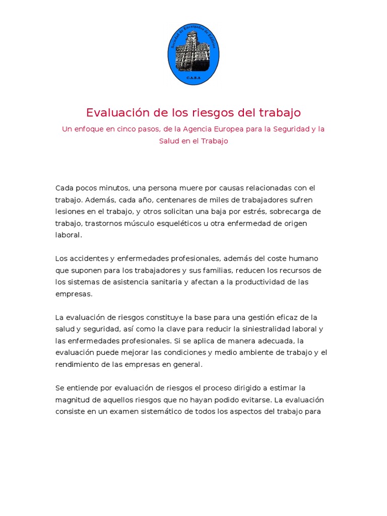 Evaluación de Riesgos Laborales en 5 Pasos | PDF | Riesgo | La seguridad