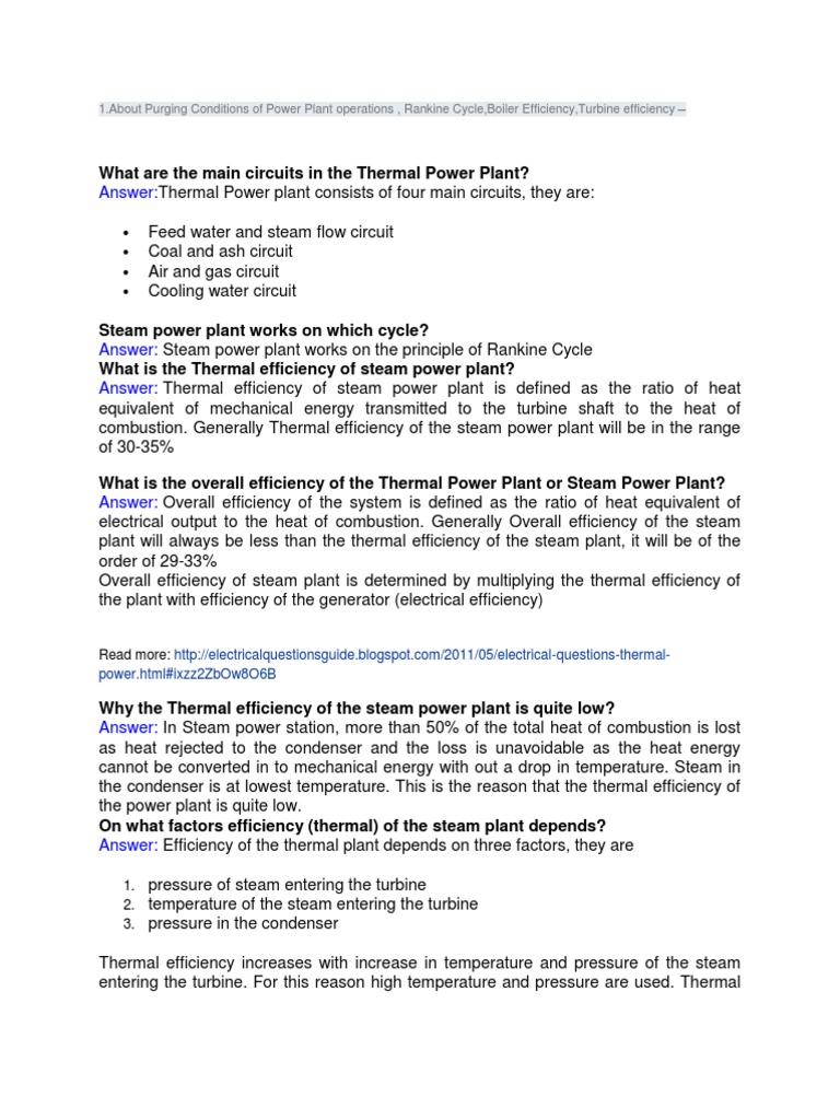 Power Plant Questions | PDF | Steam Engine | Steam