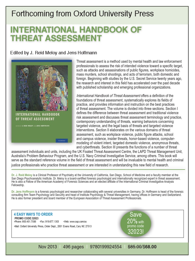 International Handbook Of Threat Assessment Pdf Violence Crime