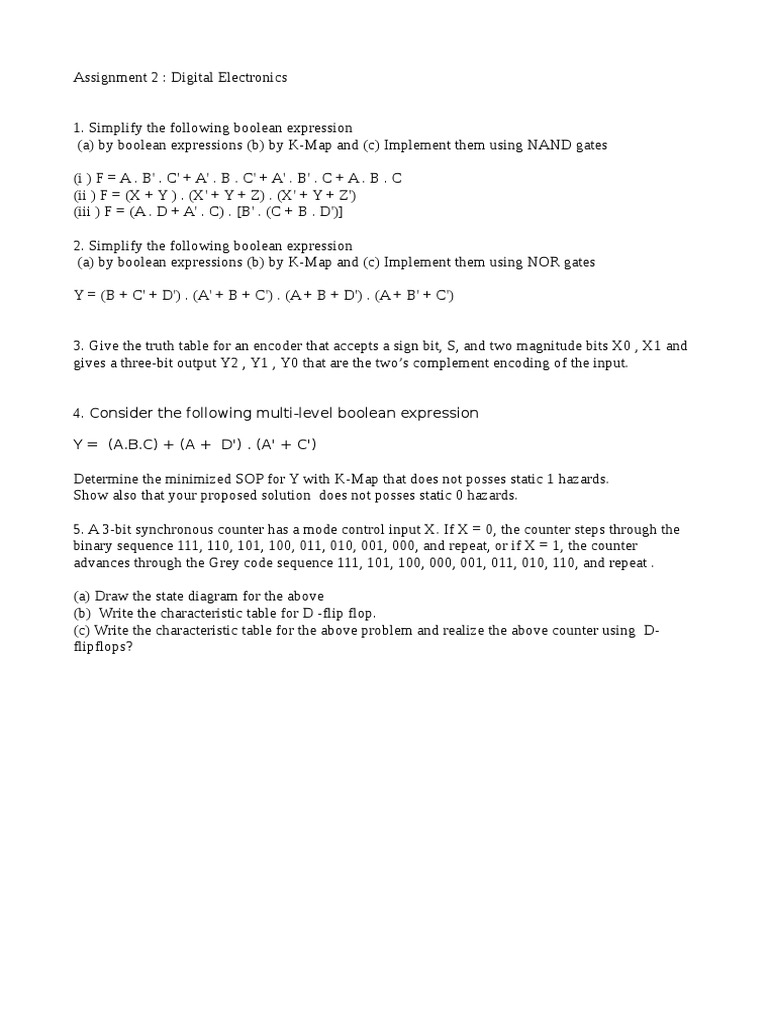 Digital Electronics Assignment: Boolean Simplification | PDF