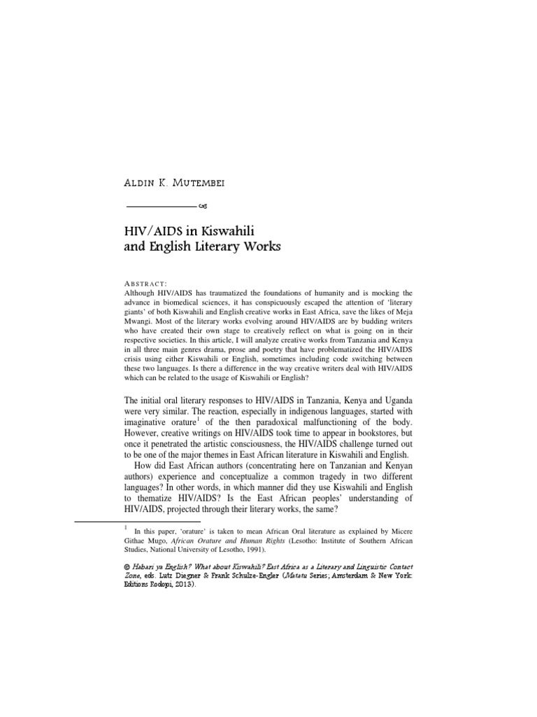 Understanding AIDS Through Swahili and English Literature | PDF | Hiv ...