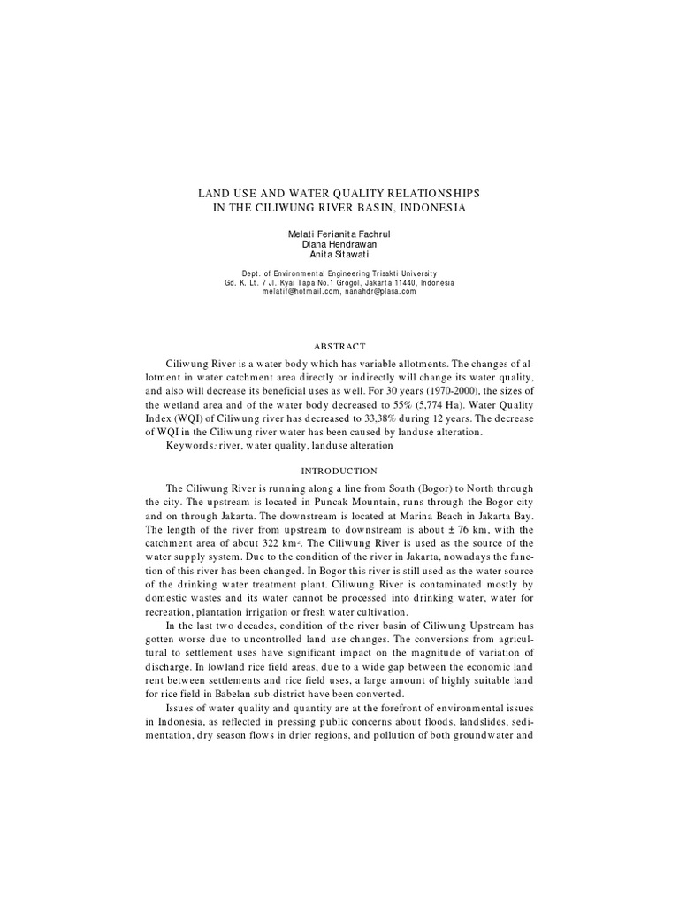 Ciliwung River Land Use and Water Quality | PDF | Water Resources | River