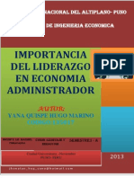 Importancia de Liderazgo en Economia Administrador. de Hugo