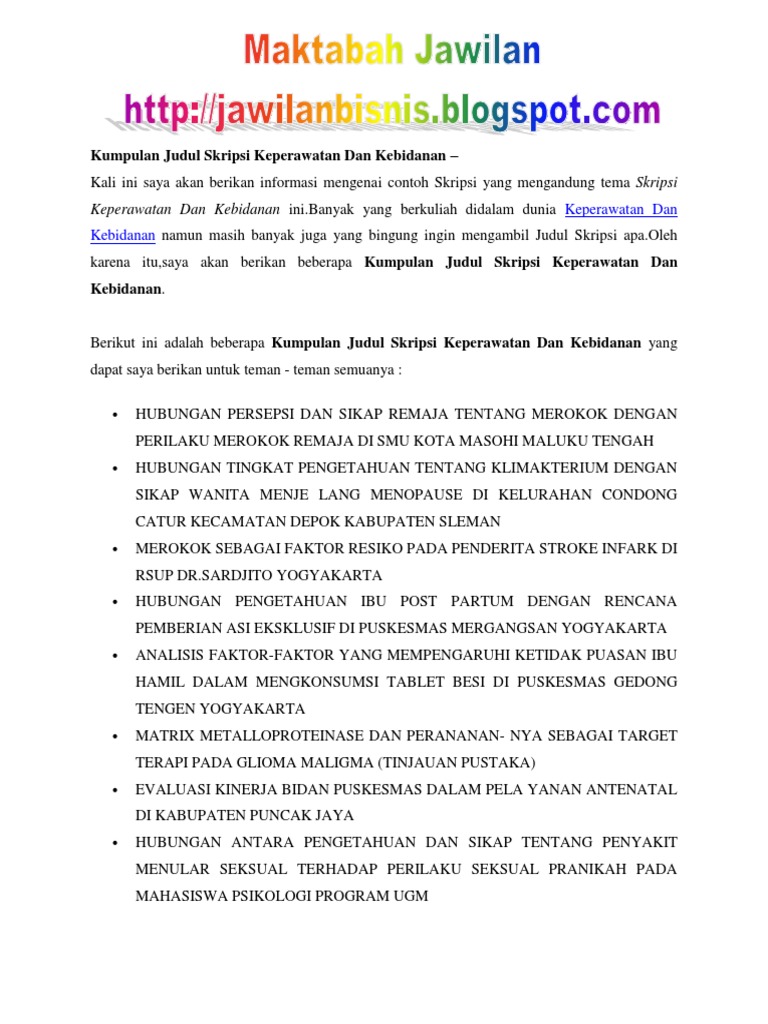 11++ Kumpulan Judul Skripsi Keperawatan Gerontik
