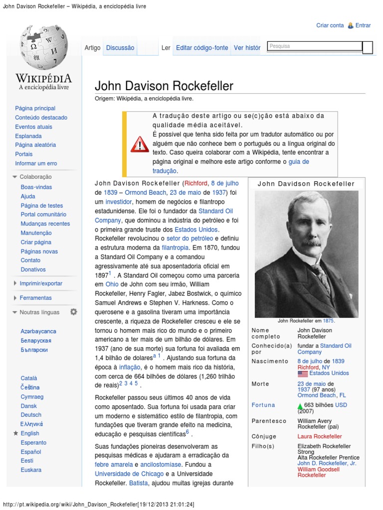 John Davison Rockefeller – Wikipédia, a enciclopédia livre