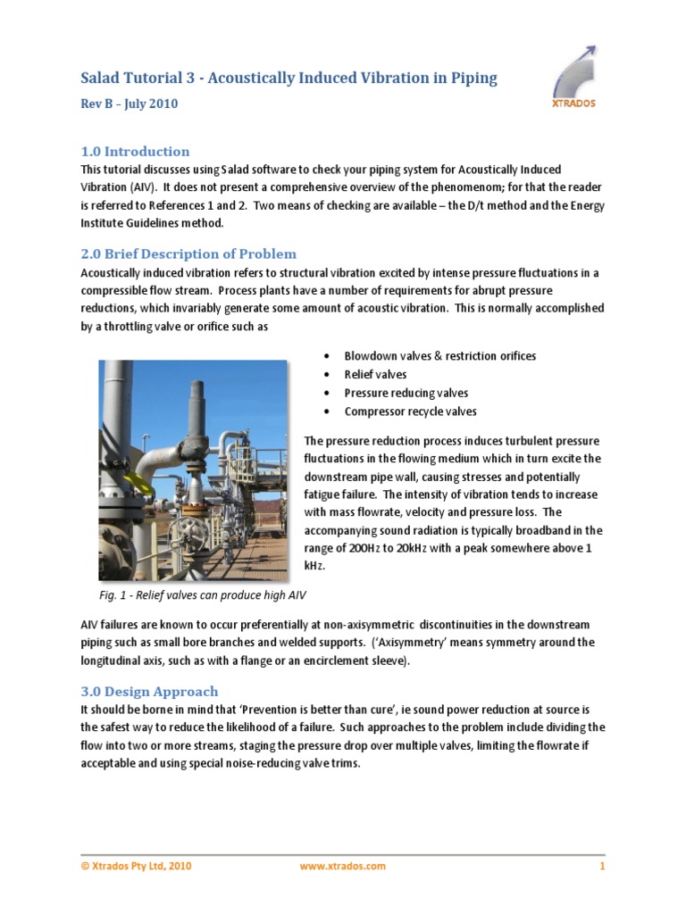 Acoustically Induced Vibration In Piping Tutorial Pdf