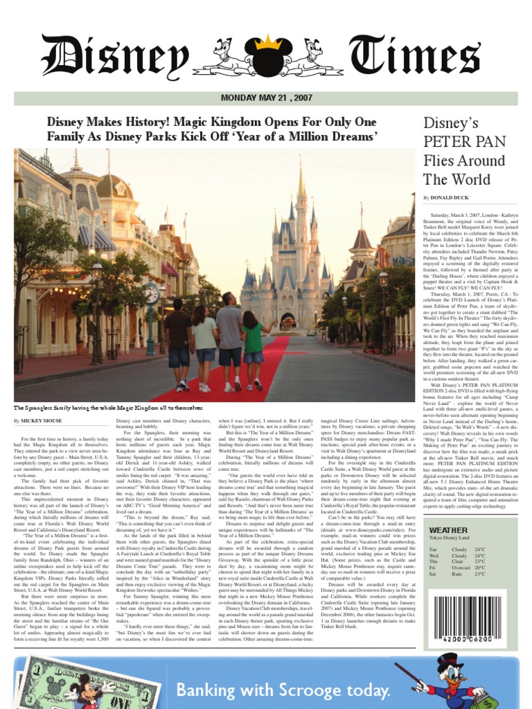 Newspaper PDF Walt Disney Parks And Resorts Disneyland