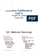 Leaders Conference Call 3: August 31, 2009 11am Edt