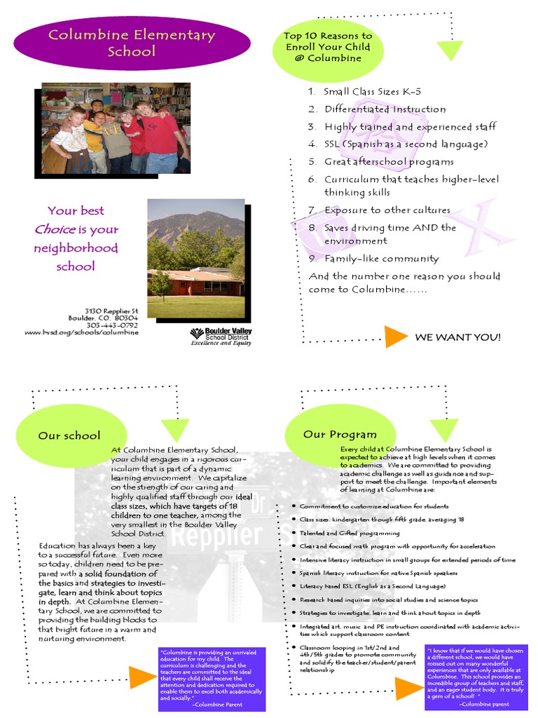 A Commitment to Student Success: An Overview of Columbine Elementary ...