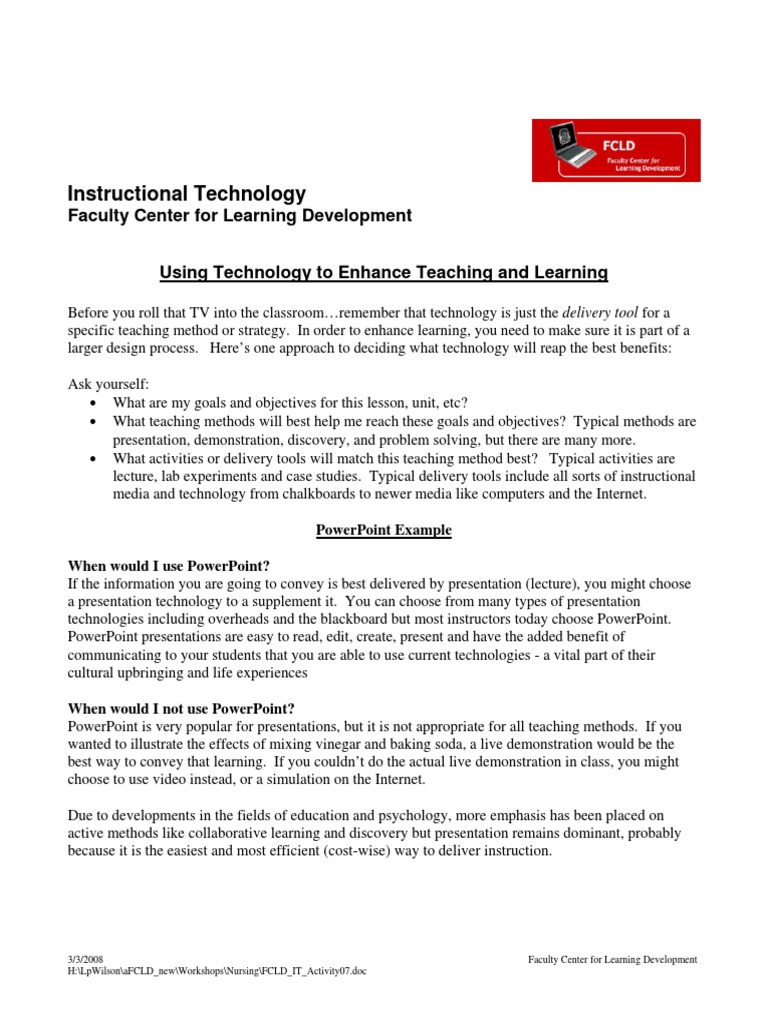 Instructional Technology | PDF | Teaching Method | Educational Technology