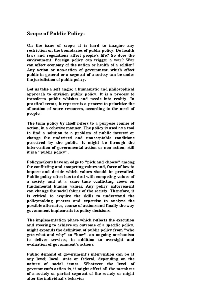 Understanding Public Policy Scope | PDF | Policy | Value (Ethics)