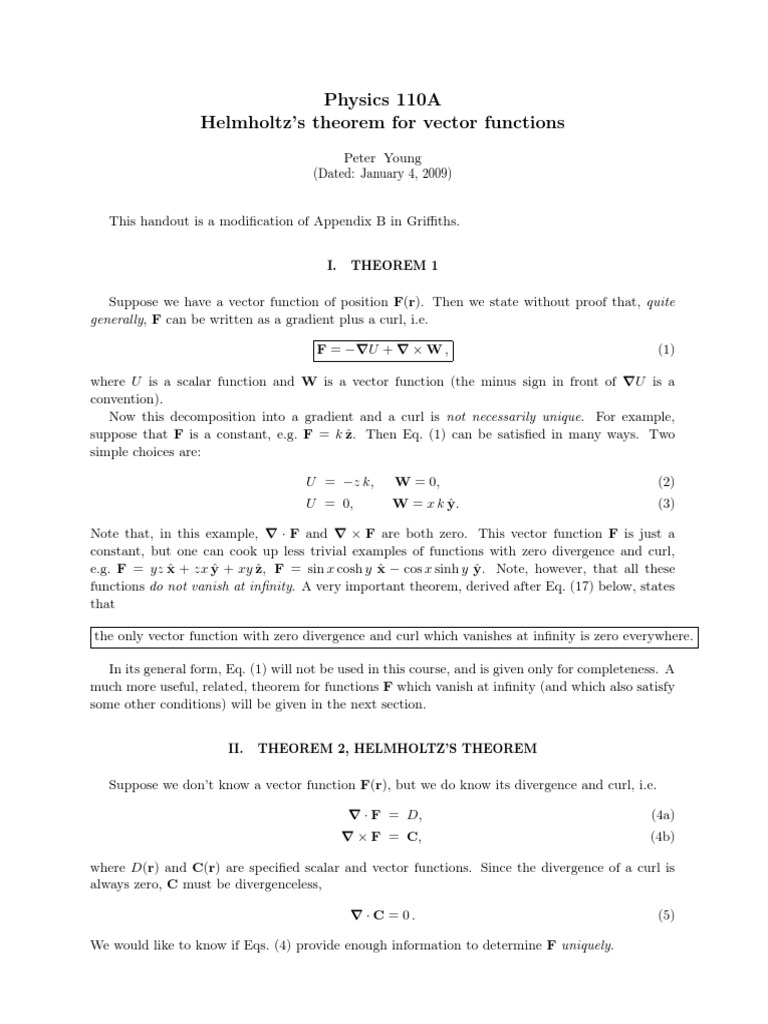 Helmholtz Theorem Pdf , Helmholtz Decomposition of Vector Fields – XBVYA
