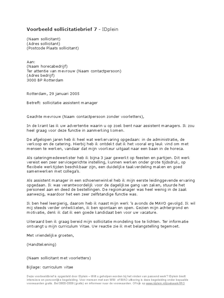 Voorbeeld Sollicitatiebrief 7 Pdf