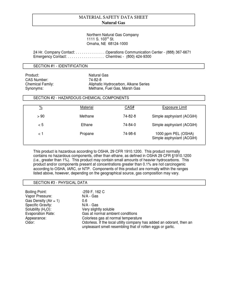 A Comprehensive Guide to the Properties, Hazards, Handling and Regulations of Natural Gas PDF