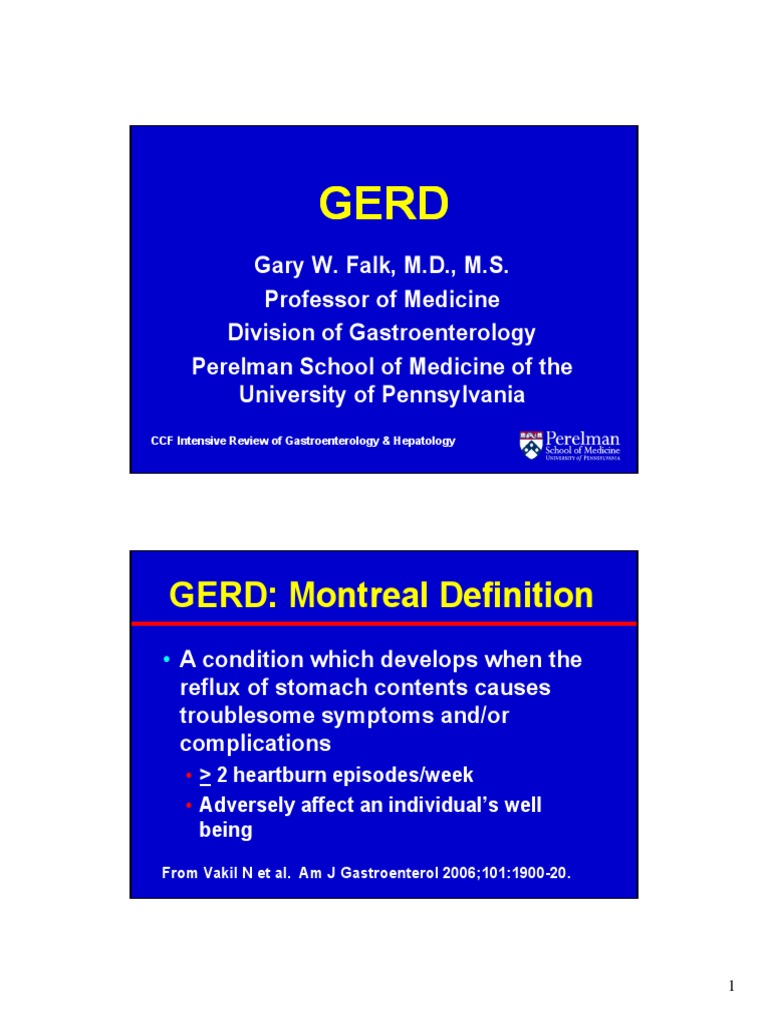Montreal Classification of GERD Explained | PDF | Gastroesophageal ...