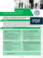 ISO 20121 Lead Implementer - Four Page Brochure