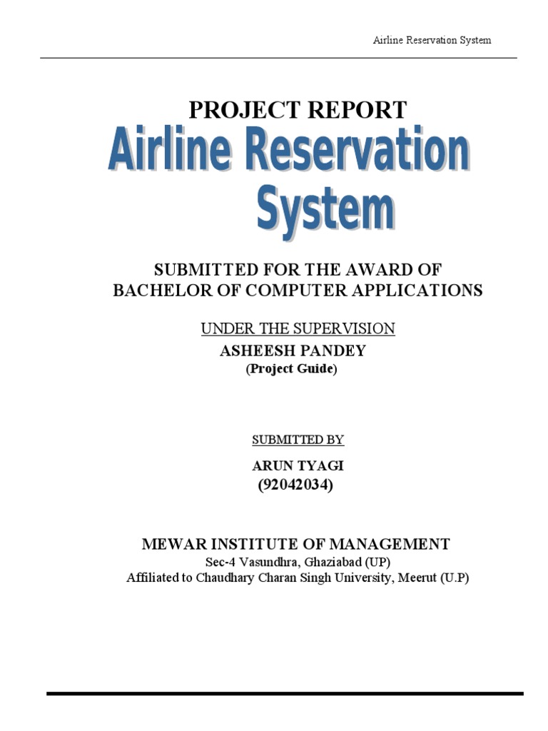 Project Report: Submitted For The Award of Bachelor of Computer ...