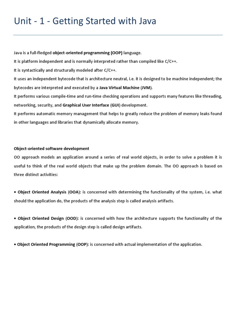 An Introduction to Object-Oriented Programming Concepts in Java ...