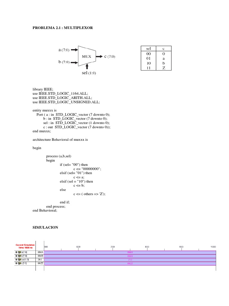 VHDL Multiplexer Design | PDF