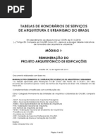 TABELA HONORÁRIOS CAU 2013