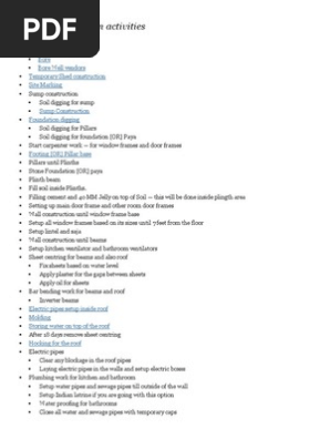 List of Construction Activities