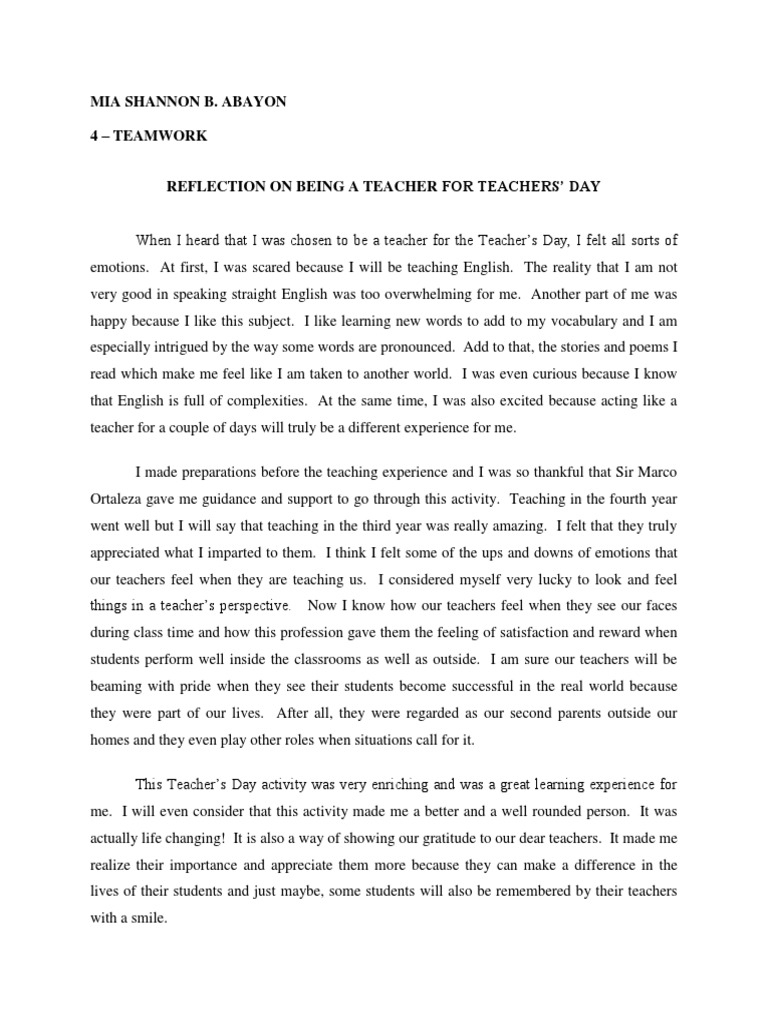 Reflection on Teaching Experience | PDF