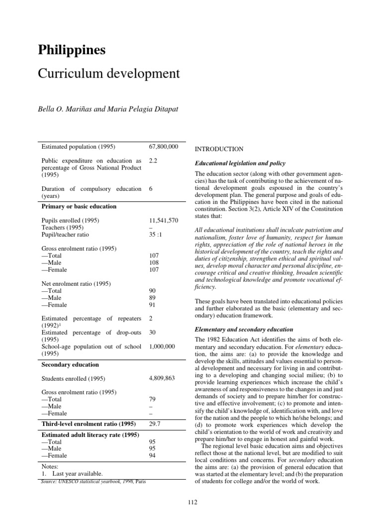 Philippine Education System Overview | PDF | Curriculum | Schools