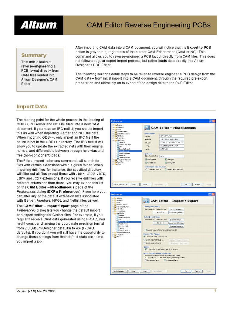 Ar0121 Cam Editor Reverse Engineering Pcbs Pdf Printed Circuit
