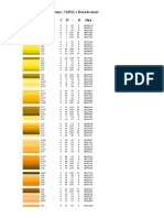 Tabela de Cores Pantone, CMYK e Hexadecimal