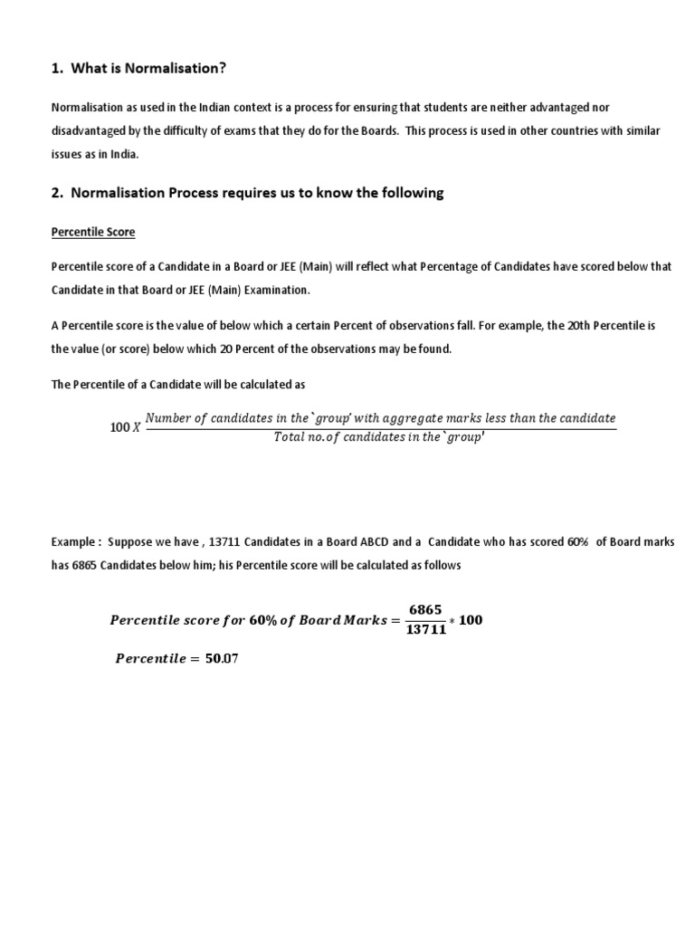Normalisation Formula For IIT JEE | PDF