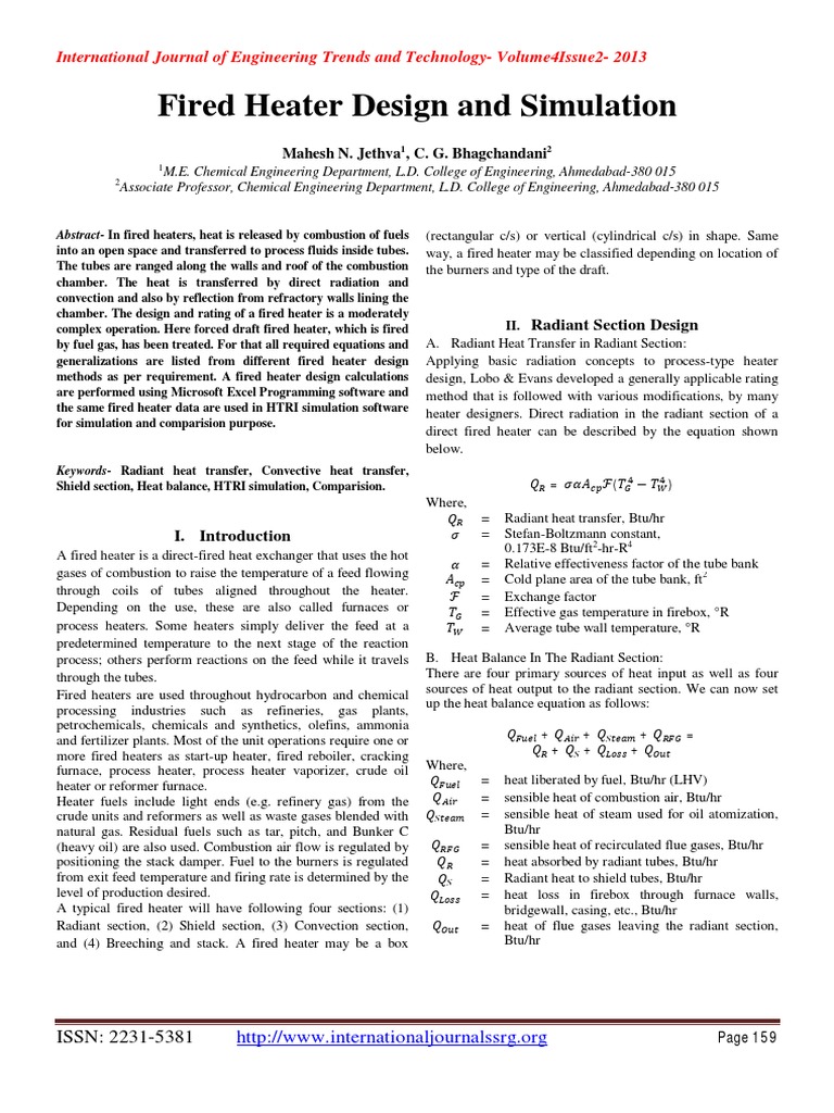 Fired Heater Design and Simulation PDF Furnace Heat Transfer
