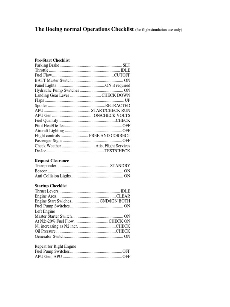 Checklist Boeing 777 | Decolagem | Trem de Pouso