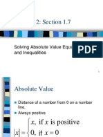 Algebra 2: Section 1.7: Solving Absolute Value Equations and Inequalities