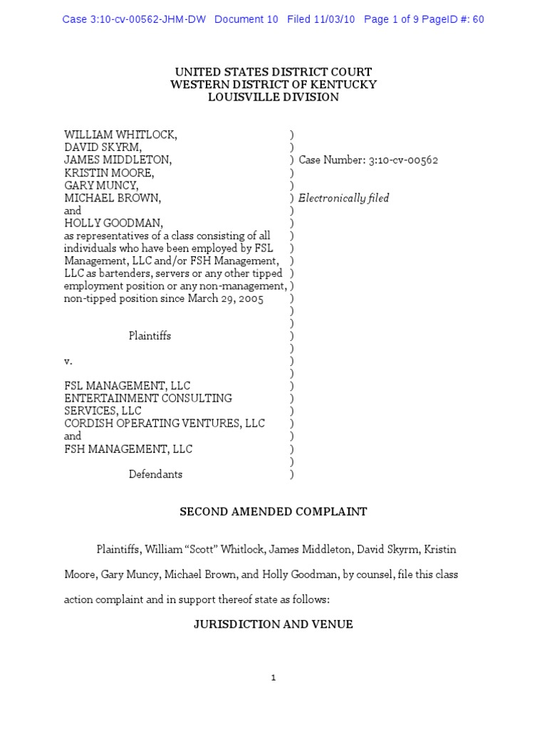 Second amended complaint pdf class action employment