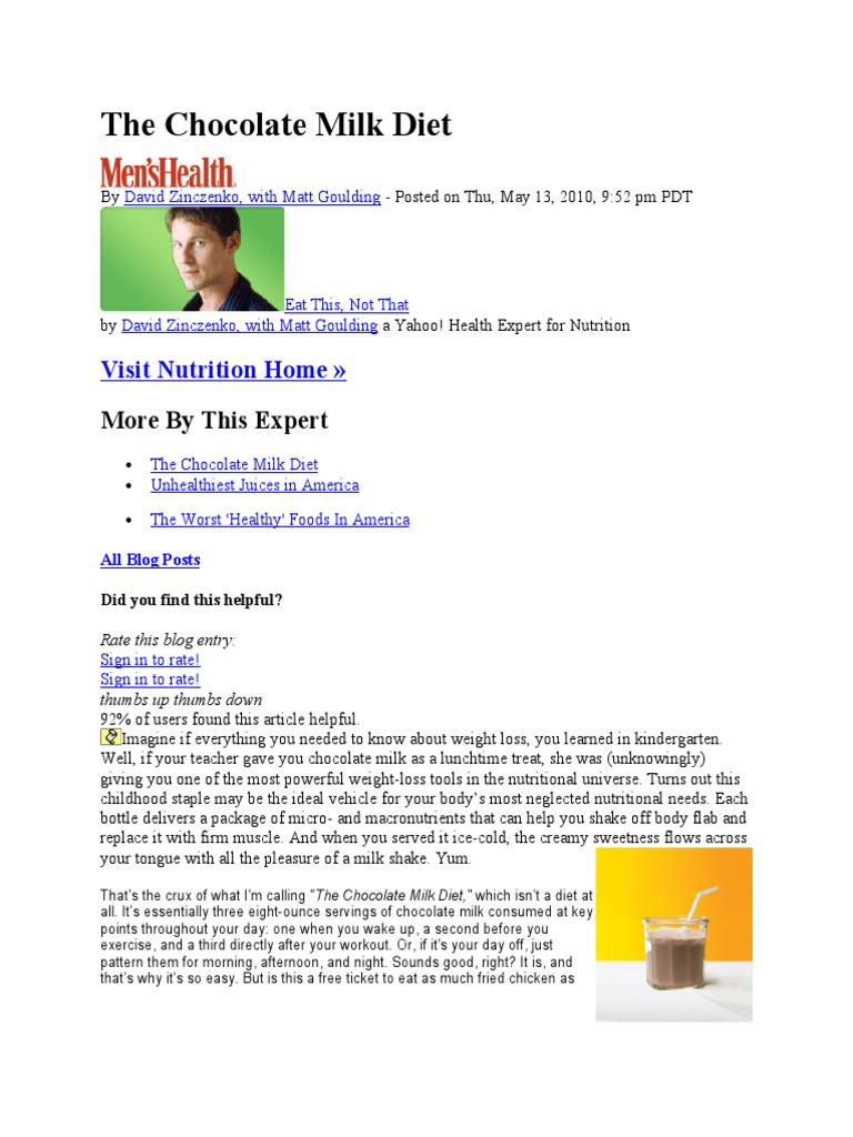 The Chocolate Milk Diet Dieting Milk